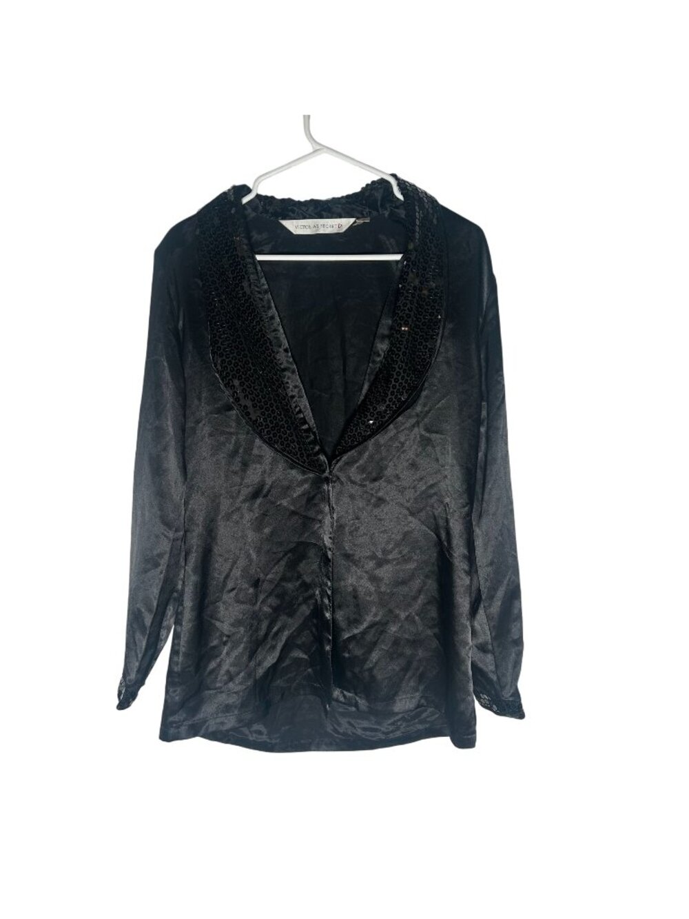 Victoria's Secret Vintage Black Sequin Collar Jacket Women's Size Small in EUC!